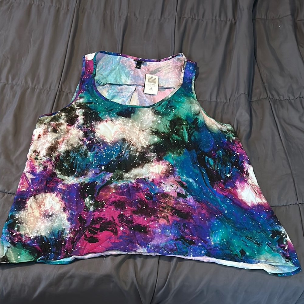 Torrid Plus Size 1 1X Galaxy Washable Challis Hi Low Tank Cosmo